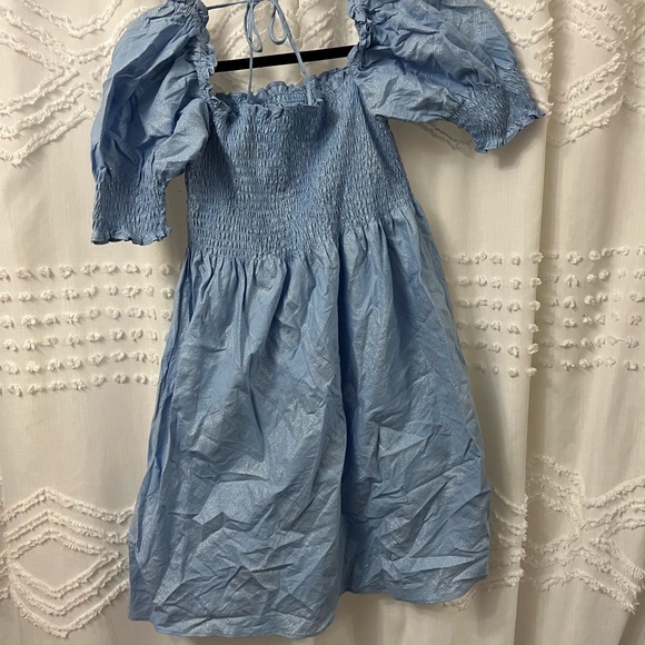 Hill House The Athena Nap Dress - Light Blue Glitter Check - Picture 5 of 8